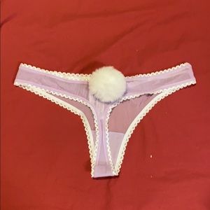 Bunny Tail Purple Mesh Thong NWT Sealed